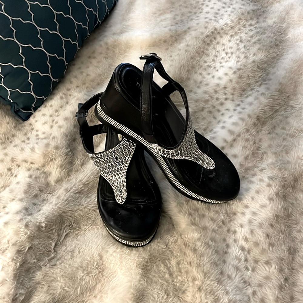 Rhinestone studded platform heels by Nicole